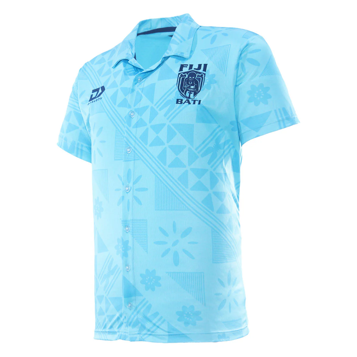 2025 Fiji Bati Mens Button Up Polo - Blue - Image 3