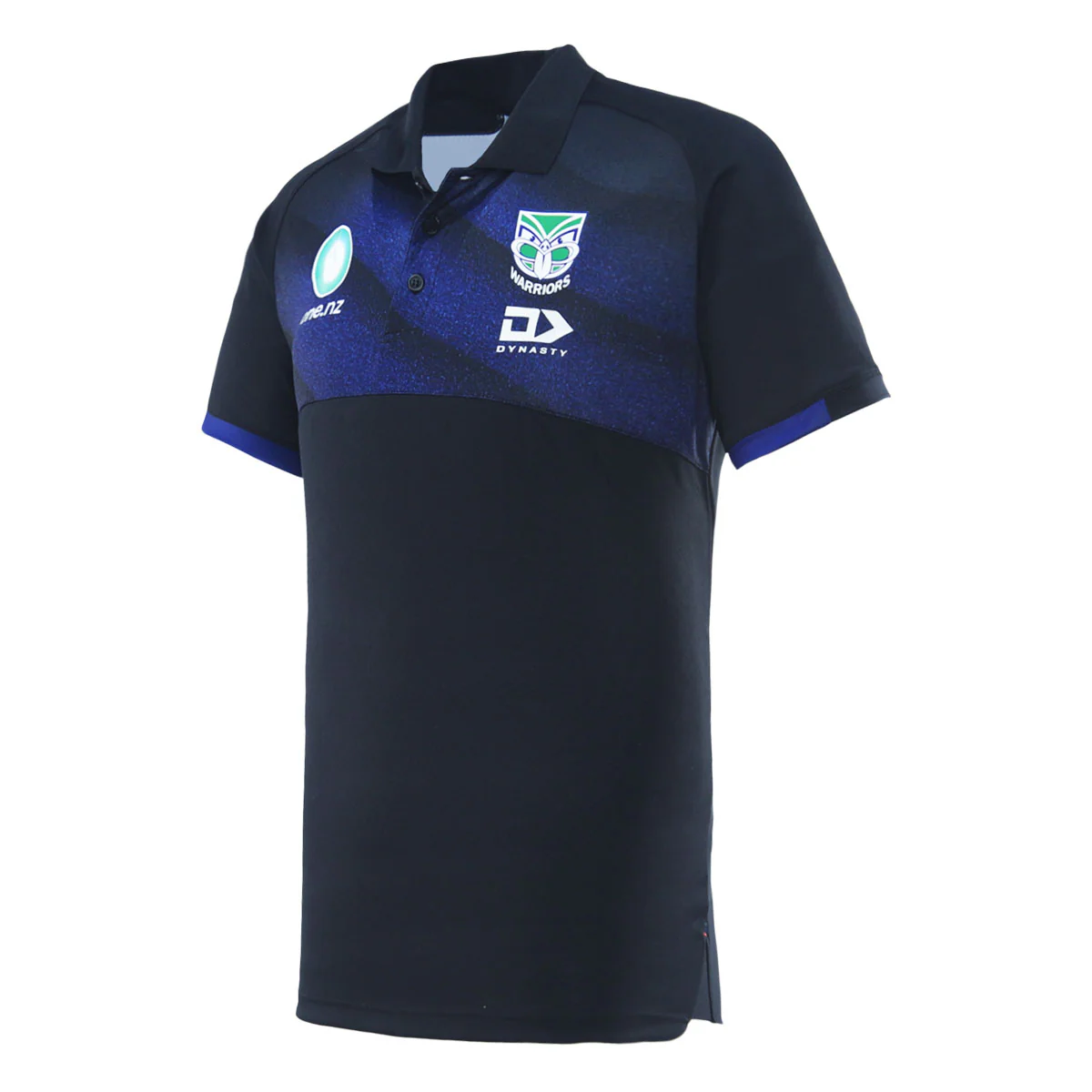 2025 New Zealand Warriors Mens Black Sand Media Polo - Image 3