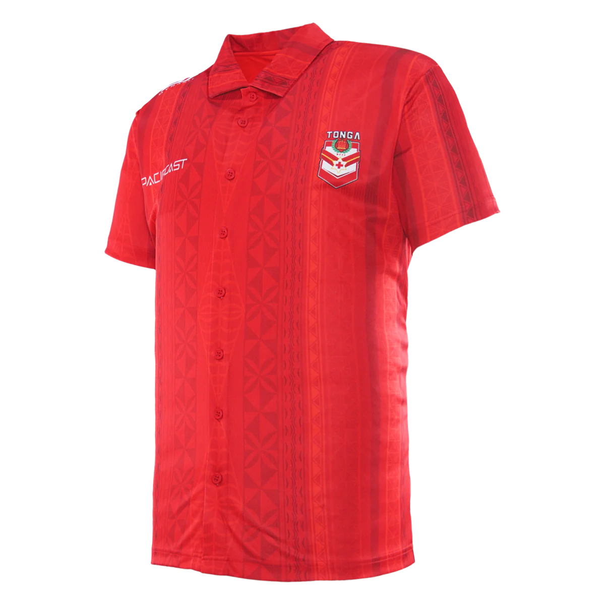 2025 Tonga Rugby League Mens Button Up Polo - Red - Image 3