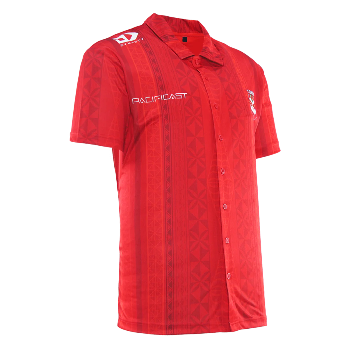 2025 Tonga Rugby League Mens Button Up Polo - Red - Image 4