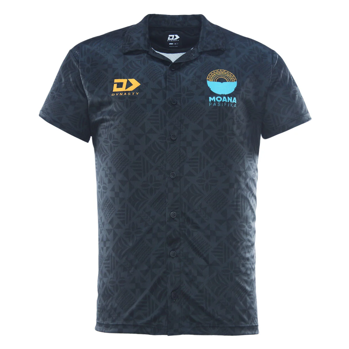 2026 Moana Pasifika Mens Button Up Polo - Black