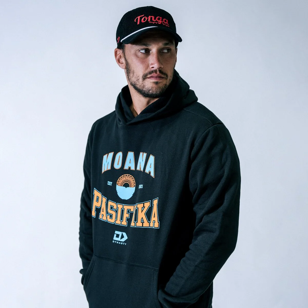 2026 Moana Pasifika Mens Graphic Hoodie - Black - Image 2